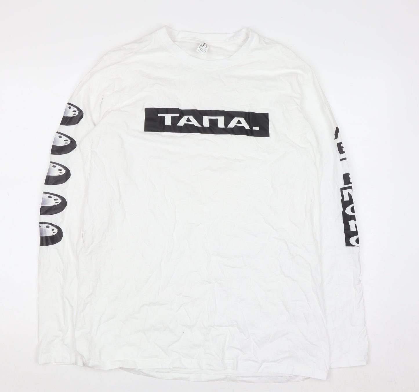 SOL'S Men's White XL Long Sleeve Graphic Print Top