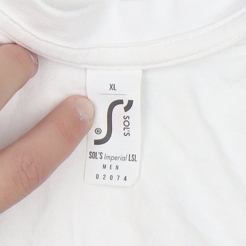 SOL'S Men's White XL Long Sleeve Graphic Print Top