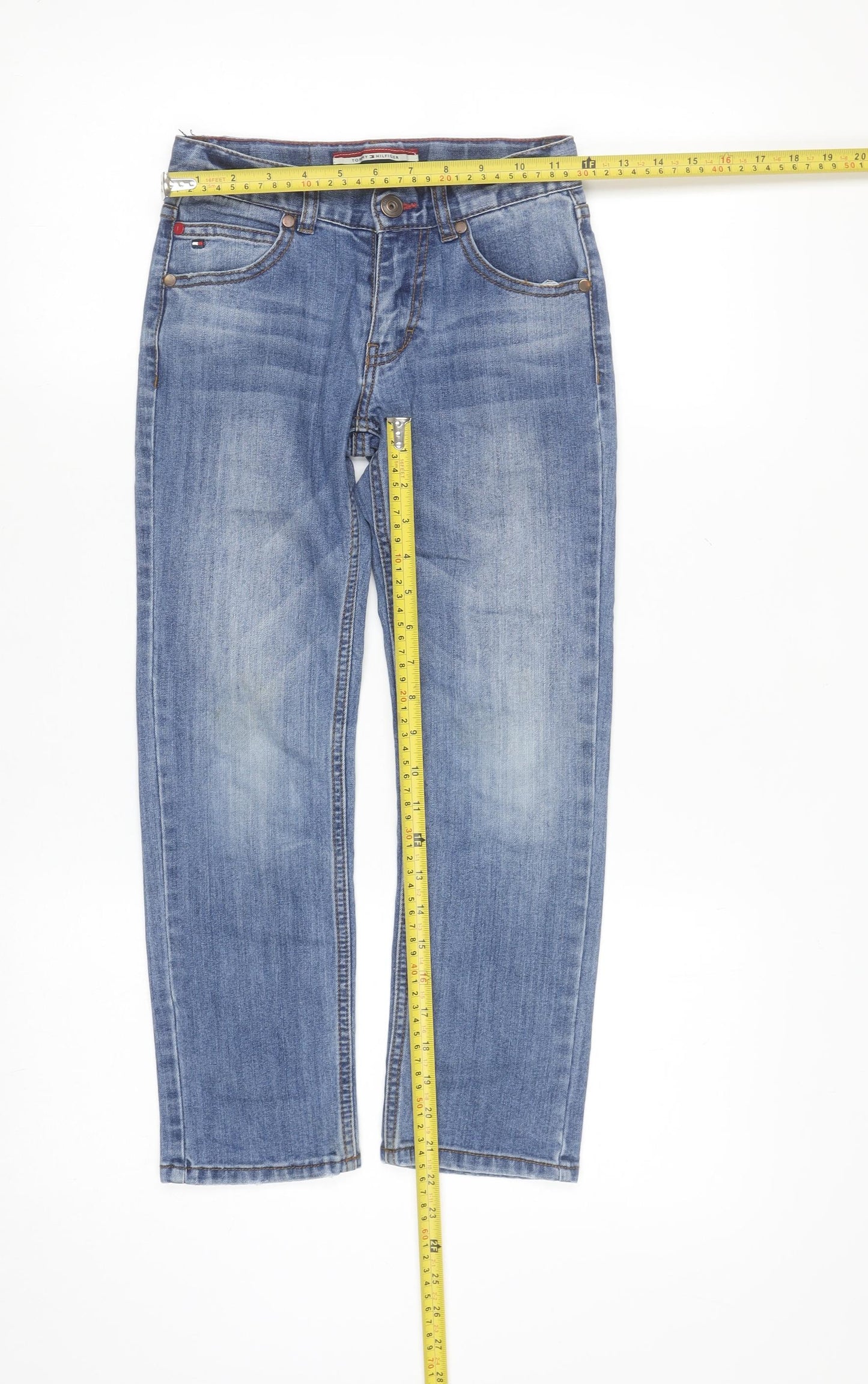 Tommy Hilfiger Boys Blue Straight Jeans 7 Years Adjustable Waist Denim