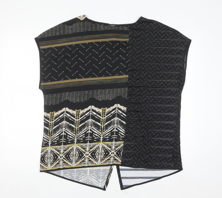 Next Womens Black Geometric Tunic Blouse Size 16