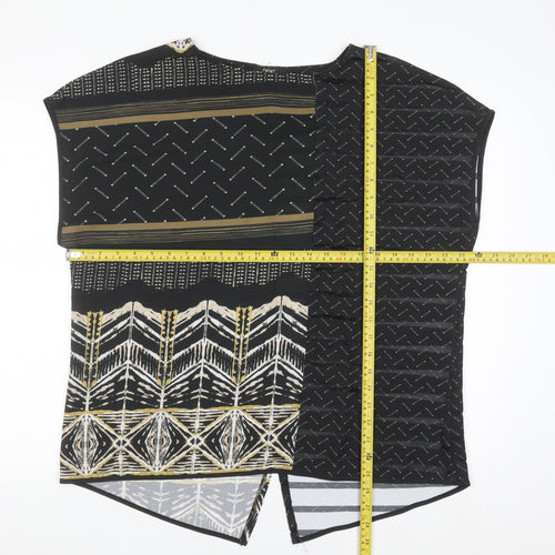 Next Womens Black Geometric Tunic Blouse Size 16