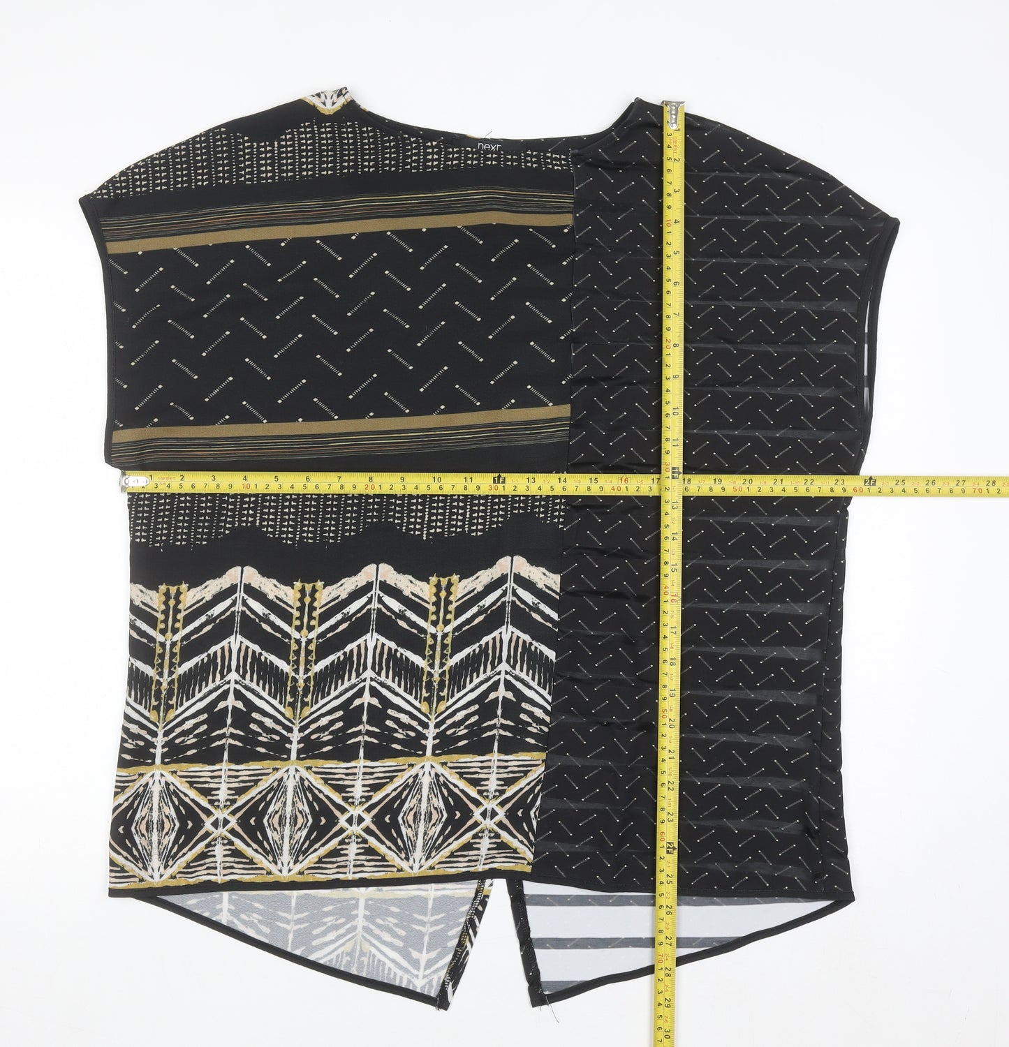 Next Womens Black Geometric Tunic Blouse Size 16