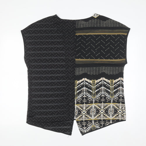 Next Womens Black Geometric Tunic Blouse Size 16