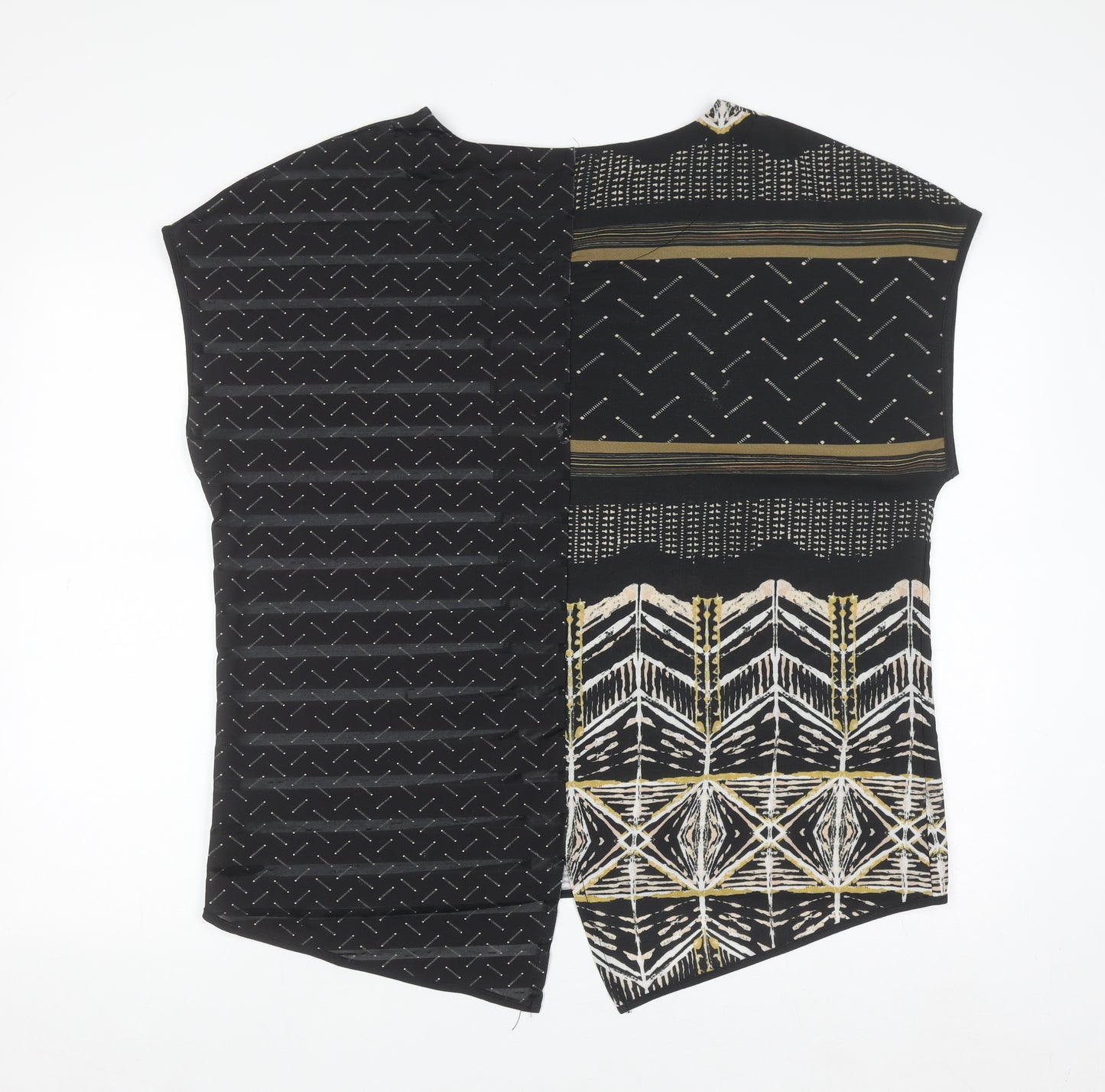 Next Womens Black Geometric Tunic Blouse Size 16