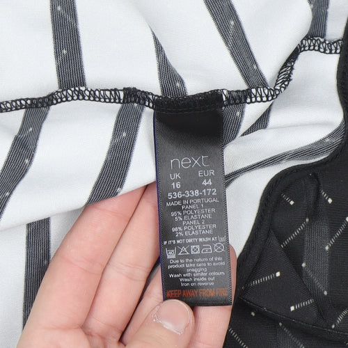 Next Womens Black Geometric Tunic Blouse Size 16