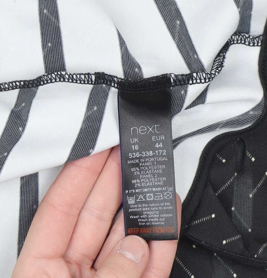 Next Womens Black Geometric Tunic Blouse Size 16