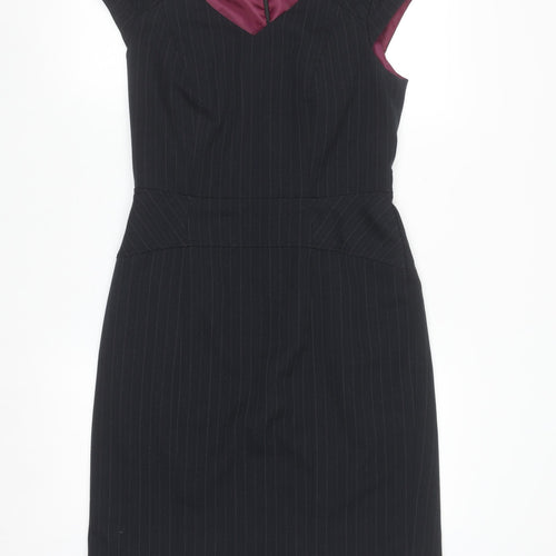 Dunnes Women Black Pinstripe Sheath Work Dress Size 12