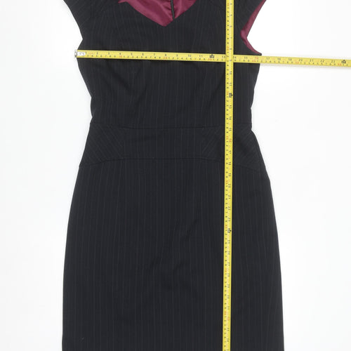 Dunnes Women Black Pinstripe Sheath Work Dress Size 12