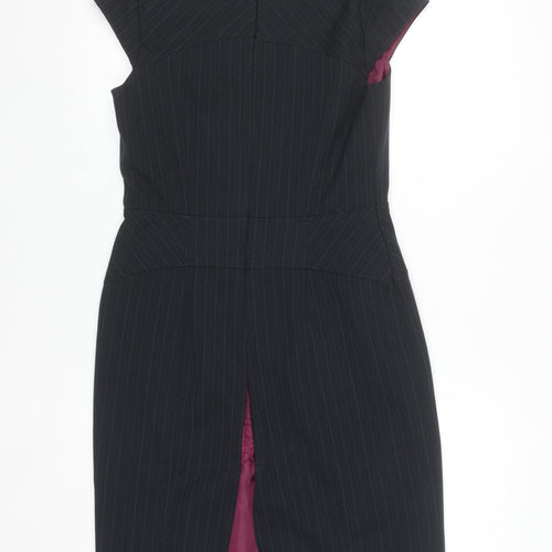 Dunnes Women Black Pinstripe Sheath Work Dress Size 12