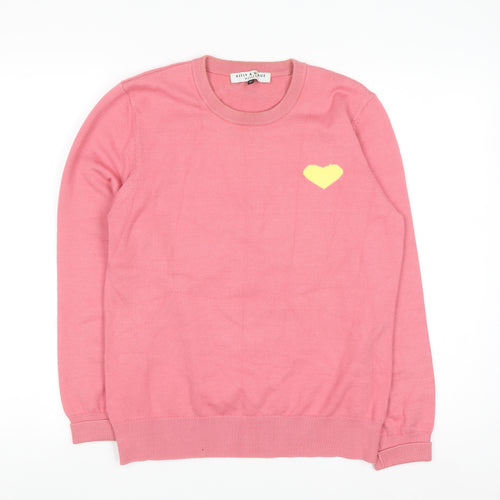 Kelly & Grace Women’s Pink Heart Crew Neck Pullover Jumper Size M