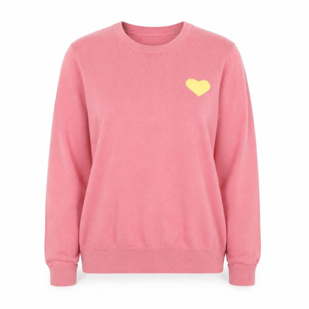 Kelly & Grace Women’s Pink Heart Crew Neck Pullover Jumper Size M