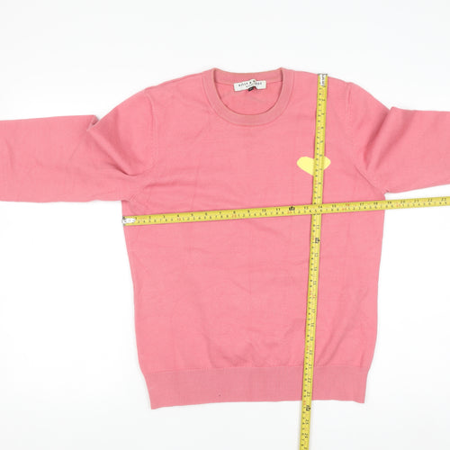 Kelly & Grace Women’s Pink Heart Crew Neck Pullover Jumper Size M