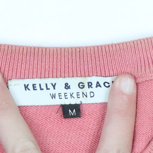 Kelly & Grace Women’s Pink Heart Crew Neck Pullover Jumper Size M