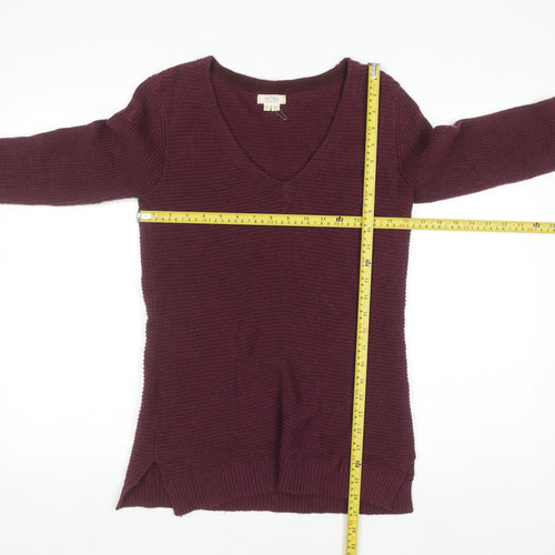 Fat Face Women’s Purple V-Neck Knit Jumper Size 6