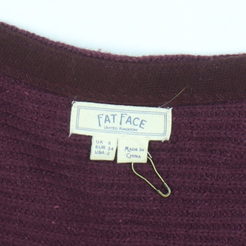 Fat Face Women’s Purple V-Neck Knit Jumper Size 6