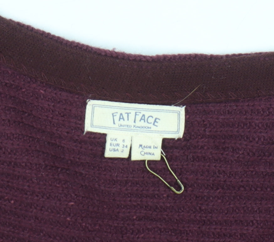 Fat Face Women’s Purple V-Neck Knit Jumper Size 6