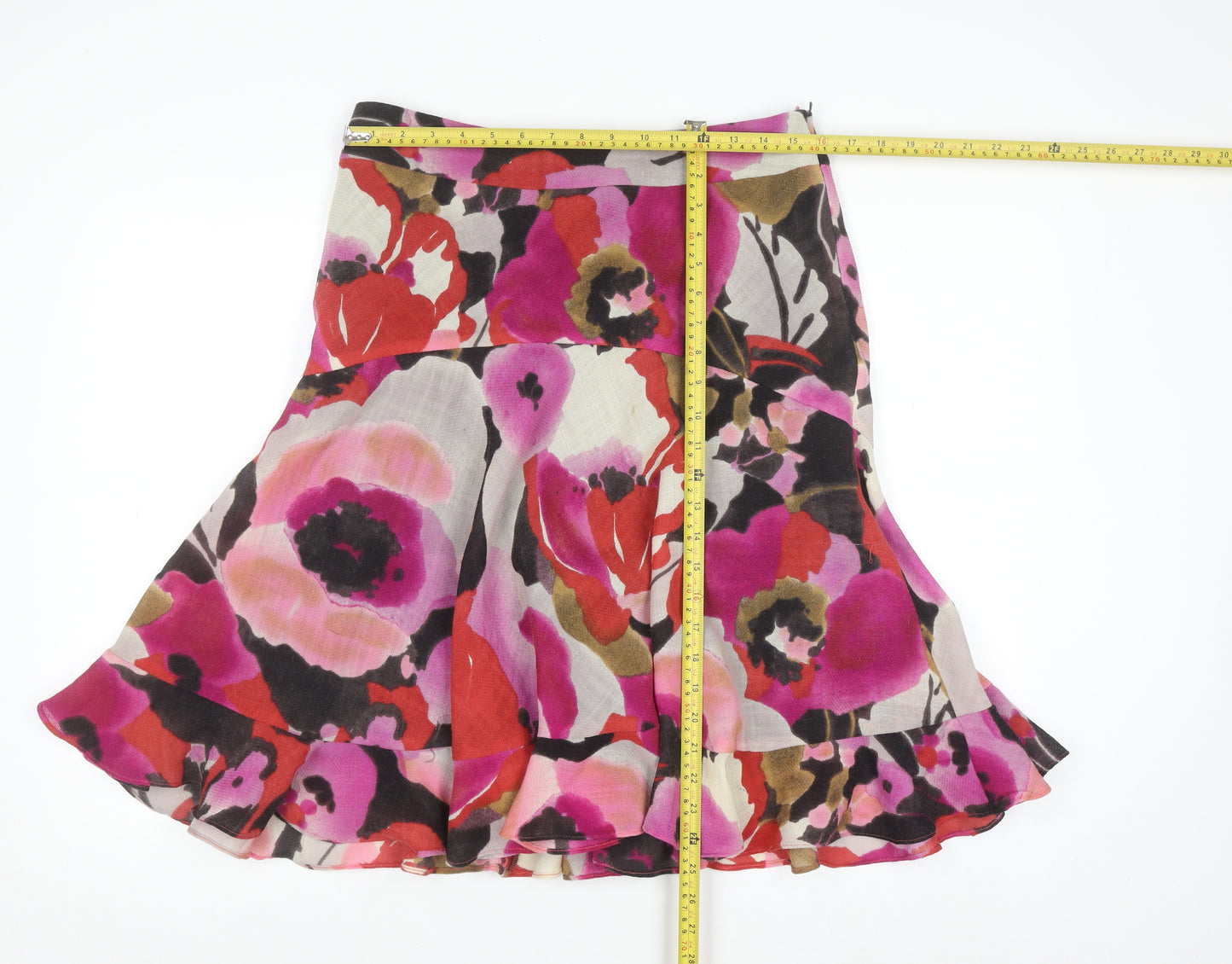 Fenn Wright Manson Women's Multicoloured Floral Wool Flared Skirt Size 12