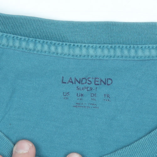 Lands' End Men’s Blue Cotton Crew Neck Short Sleeve Super-T XL T-Shirt