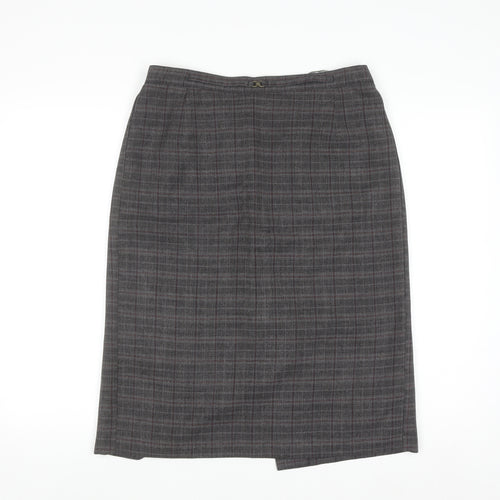 Mystify Women’s Grey Checked Pencil Skirt Size 12 Elastic Waist Lined