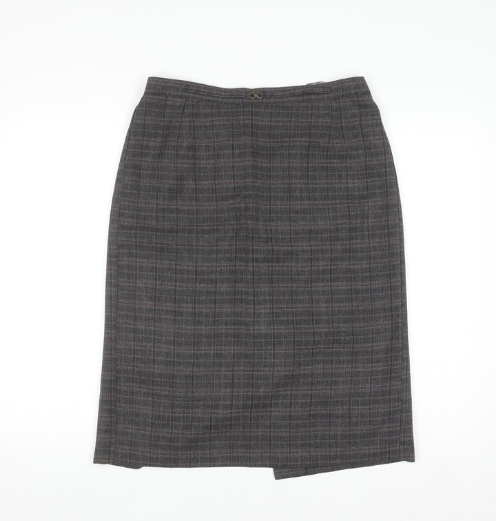 Mystify Women’s Grey Checked Pencil Skirt Size 12 Elastic Waist Lined