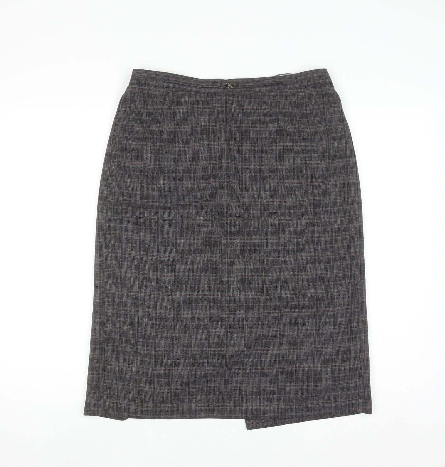 Mystify Women’s Grey Checked Pencil Skirt Size 12 Elastic Waist Lined