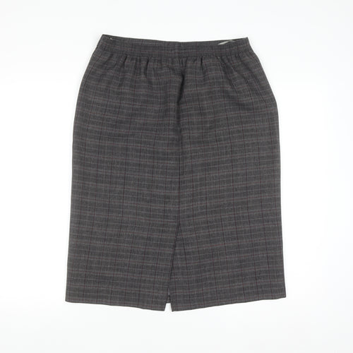Mystify Women’s Grey Checked Pencil Skirt Size 12 Elastic Waist Lined