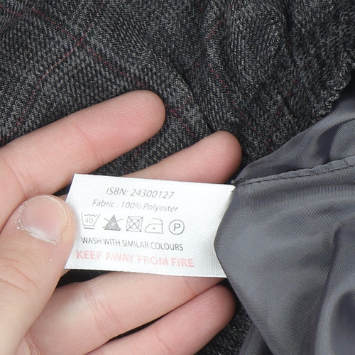 Mystify Women’s Grey Checked Pencil Skirt Size 12 Elastic Waist Lined
