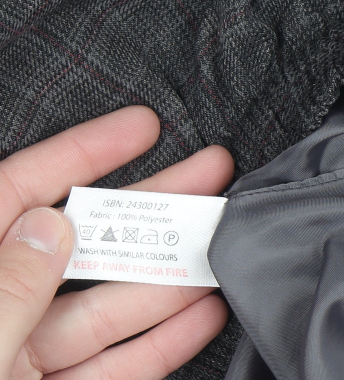 Mystify Women’s Grey Checked Pencil Skirt Size 12 Elastic Waist Lined
