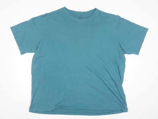 Lands' End Men's Blue Cotton Crew Neck Short Sleeve T-Shirt Size L