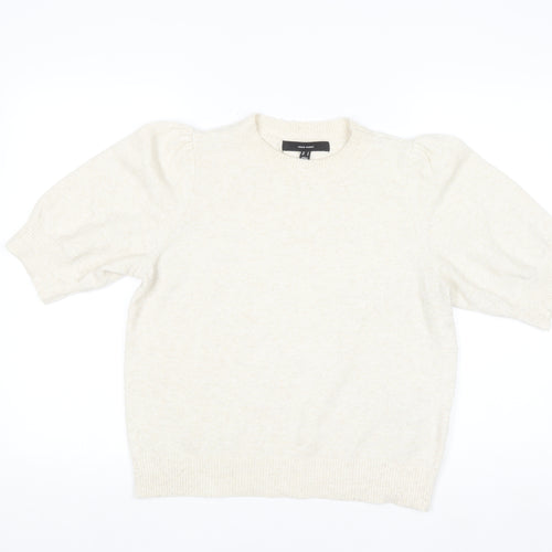 Vero Moda Women's Ivory Knit Puff Sleeve Crew Neck Jumper M