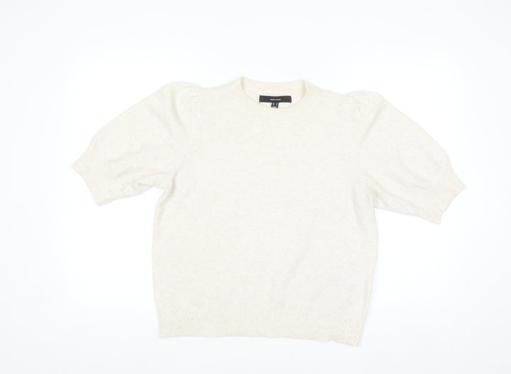 Vero Moda Women's Ivory Knit Puff Sleeve Crew Neck Jumper M