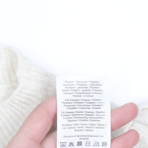 Vero Moda Women's Ivory Knit Puff Sleeve Crew Neck Jumper M