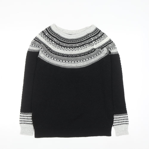 Next Women's Black & Grey Fair Isle Knit Jumper Size 8