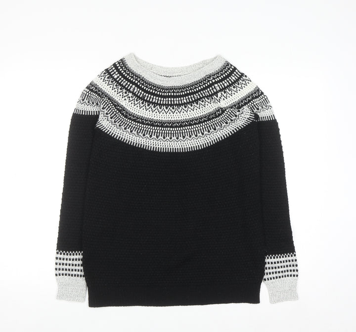 Next Women's Black & Grey Fair Isle Knit Jumper Size 8