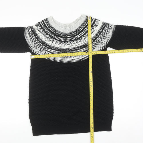 Next Women's Black & Grey Fair Isle Knit Jumper Size 8