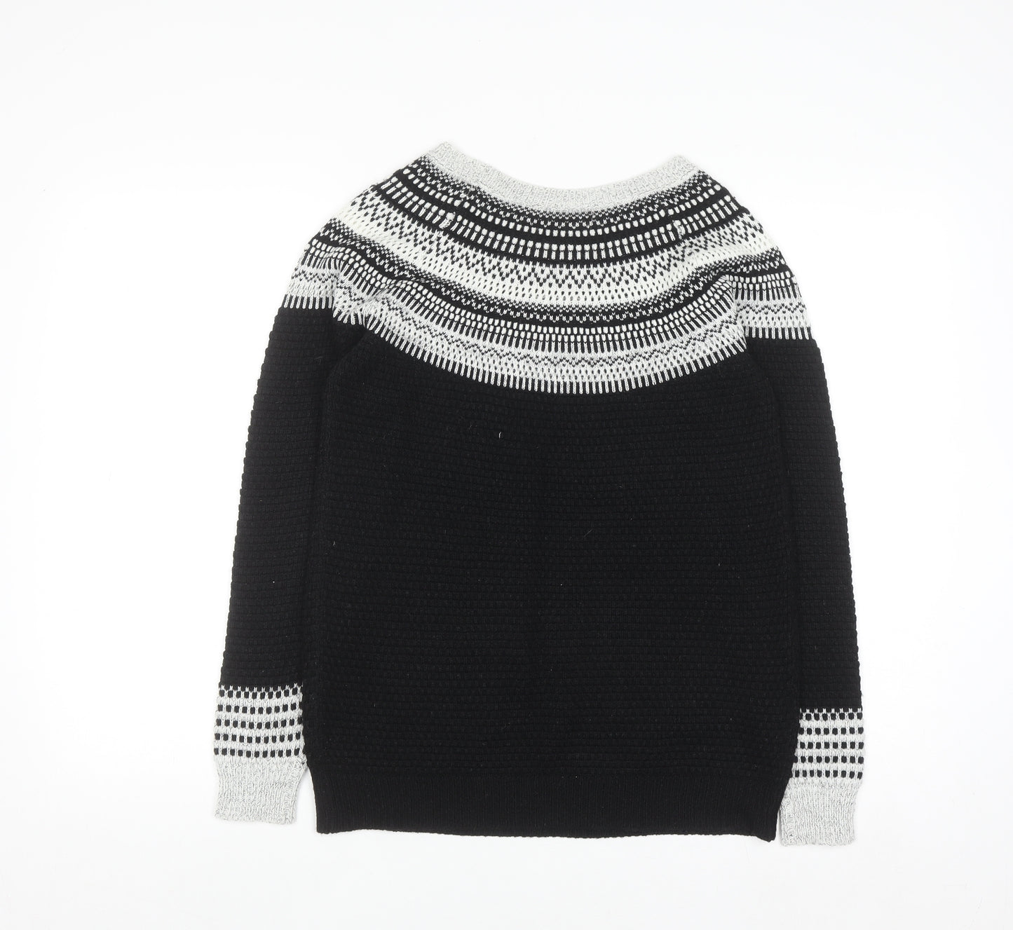 Next Women's Black & Grey Fair Isle Knit Jumper Size 8
