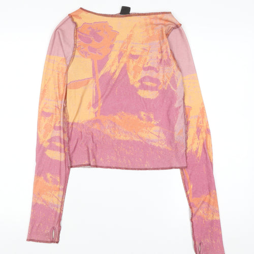 Urban Outfitters Womens Multicoloured Cropped Long Sleeve Top M