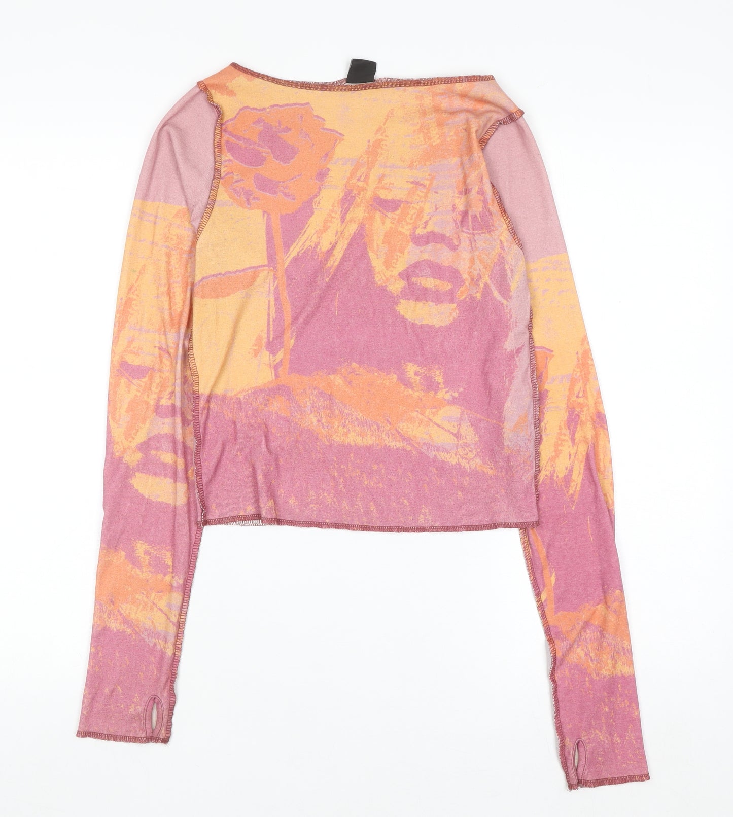 Urban Outfitters Womens Multicoloured Cropped Long Sleeve Top M