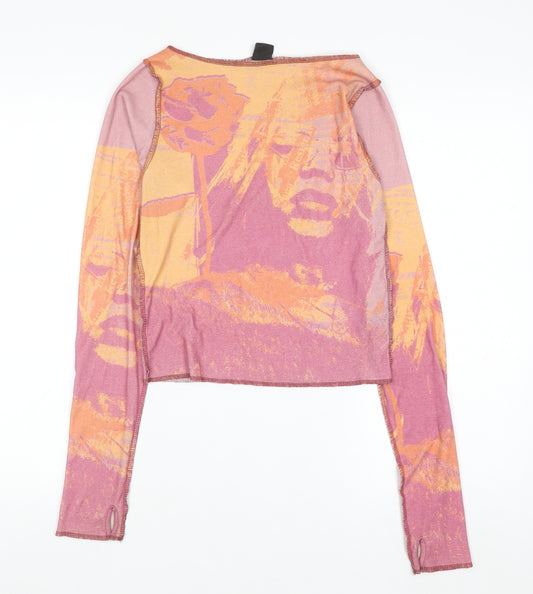 Urban Outfitters Womens Multicoloured Cropped Long Sleeve Top M