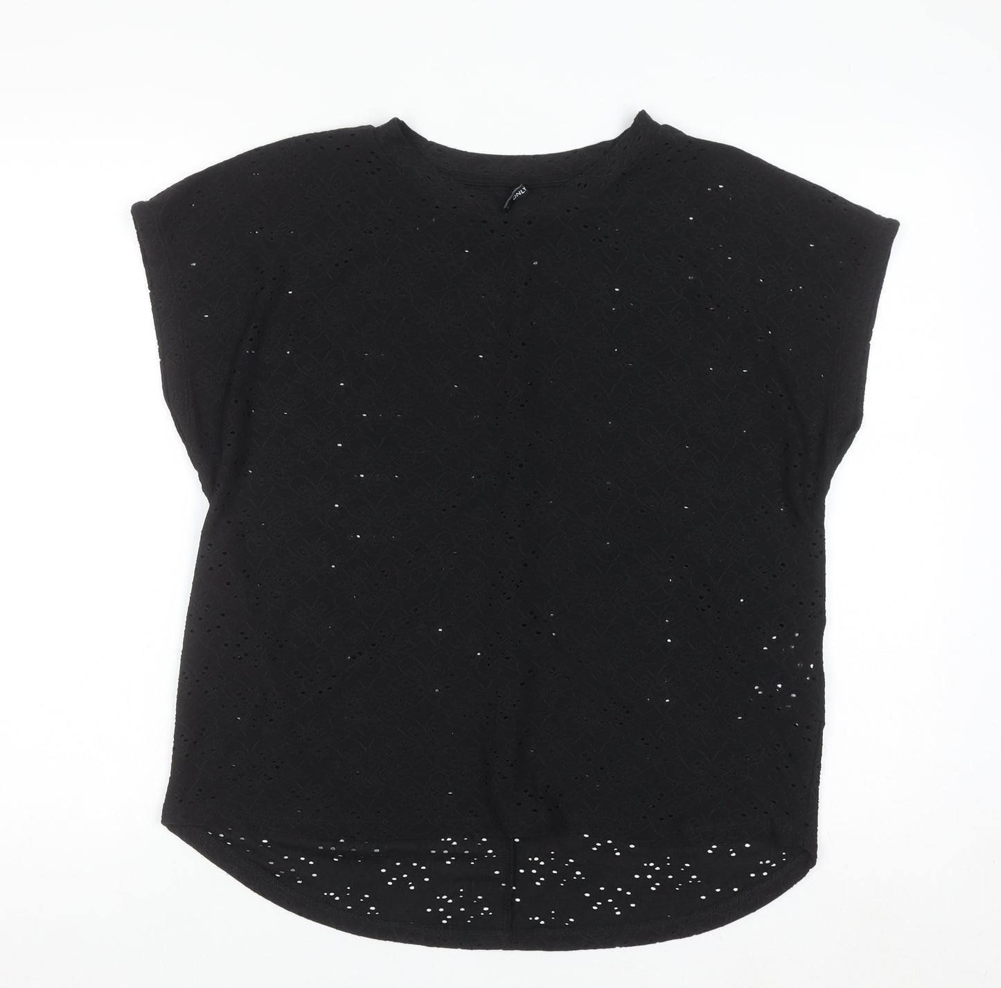 ONLY Women's Black Lace Short Sleeve Blouse Size M