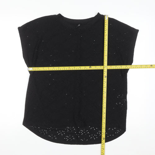ONLY Women's Black Lace Short Sleeve Blouse Size M