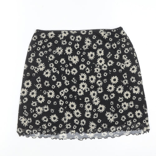 Urban Outfitters Women Black Floral Stretch Short Skirt S