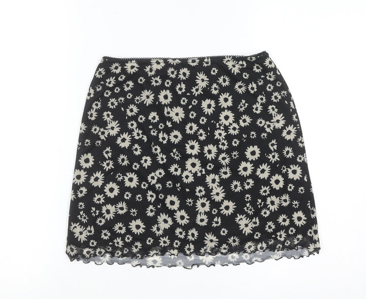 Urban Outfitters Women Black Floral Stretch Short Skirt S