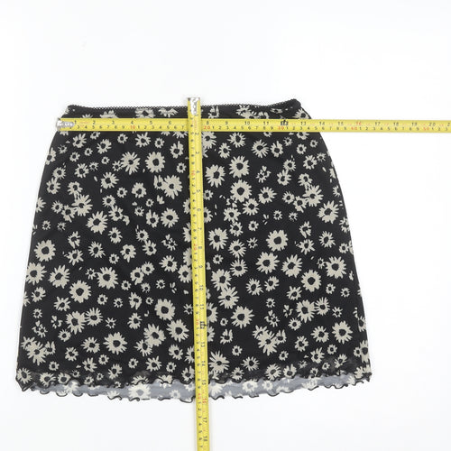 Urban Outfitters Women Black Floral Stretch Short Skirt S