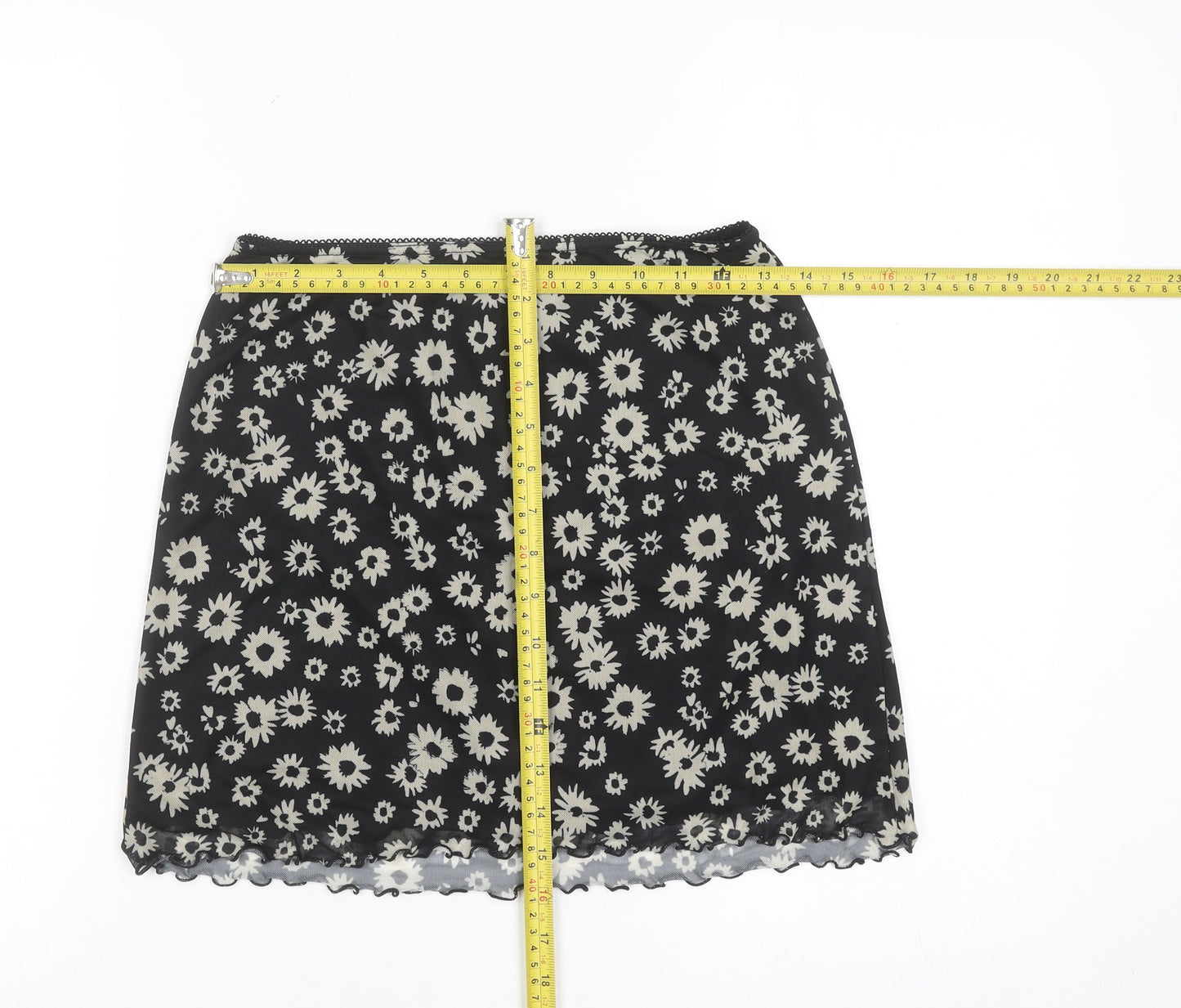 Urban Outfitters Women Black Floral Stretch Short Skirt S