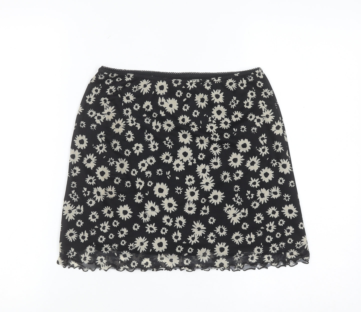 Urban Outfitters Women Black Floral Stretch Short Skirt S