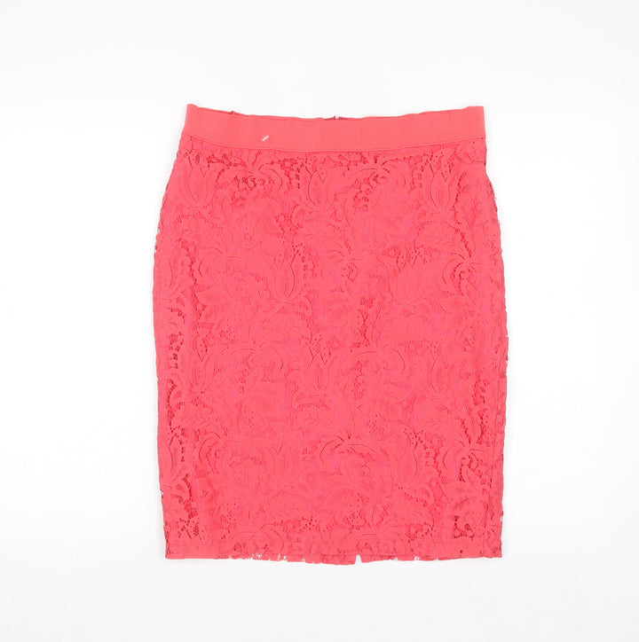 Dunnes Women Pink Lace Pencil Skirt Size 12 Knee Length