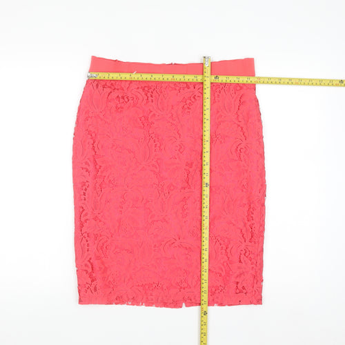 Dunnes Women Pink Lace Pencil Skirt Size 12 Knee Length
