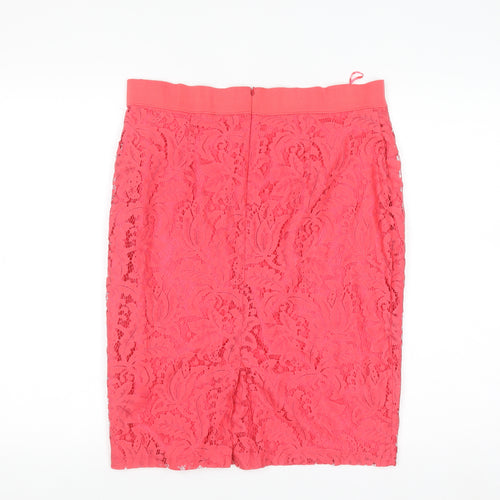 Dunnes Women Pink Lace Pencil Skirt Size 12 Knee Length