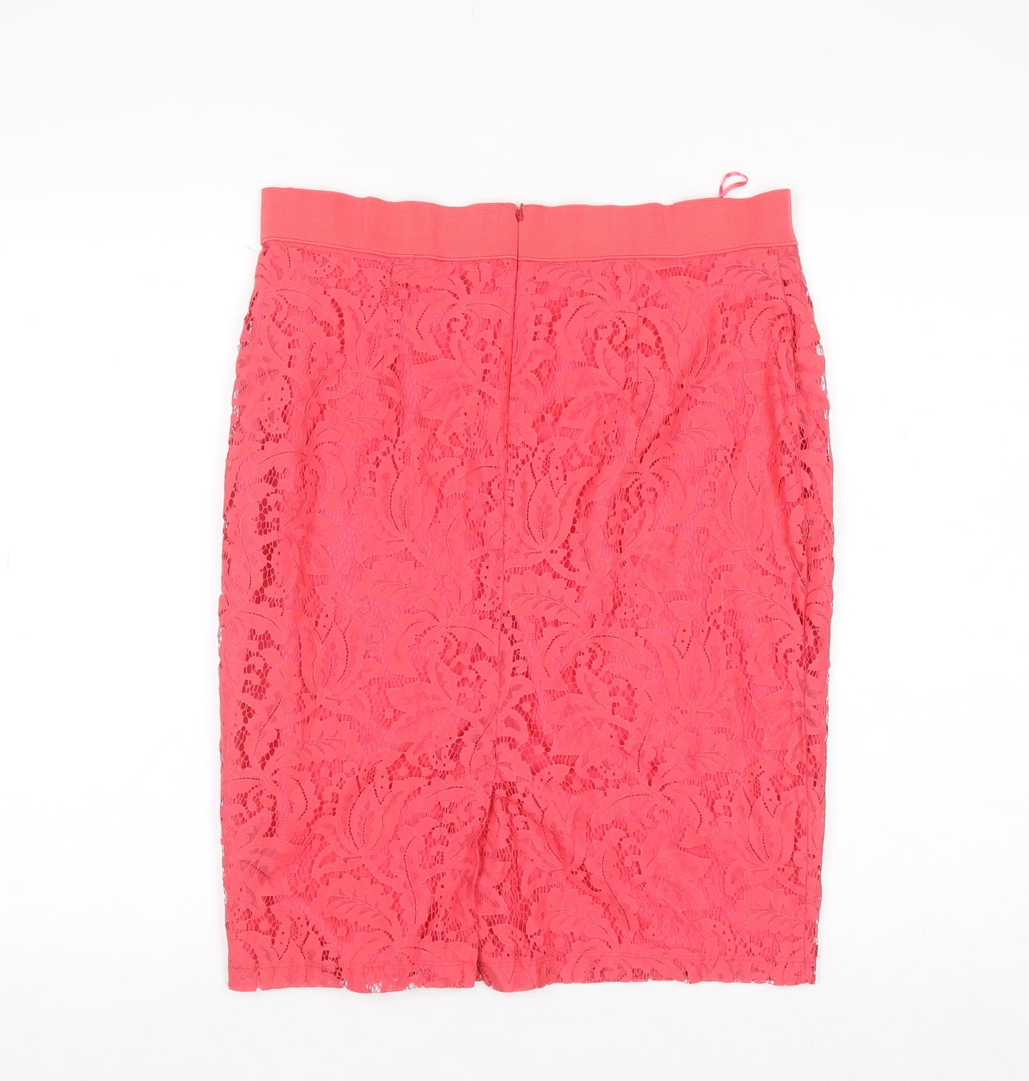 Dunnes Women Pink Lace Pencil Skirt Size 12 Knee Length